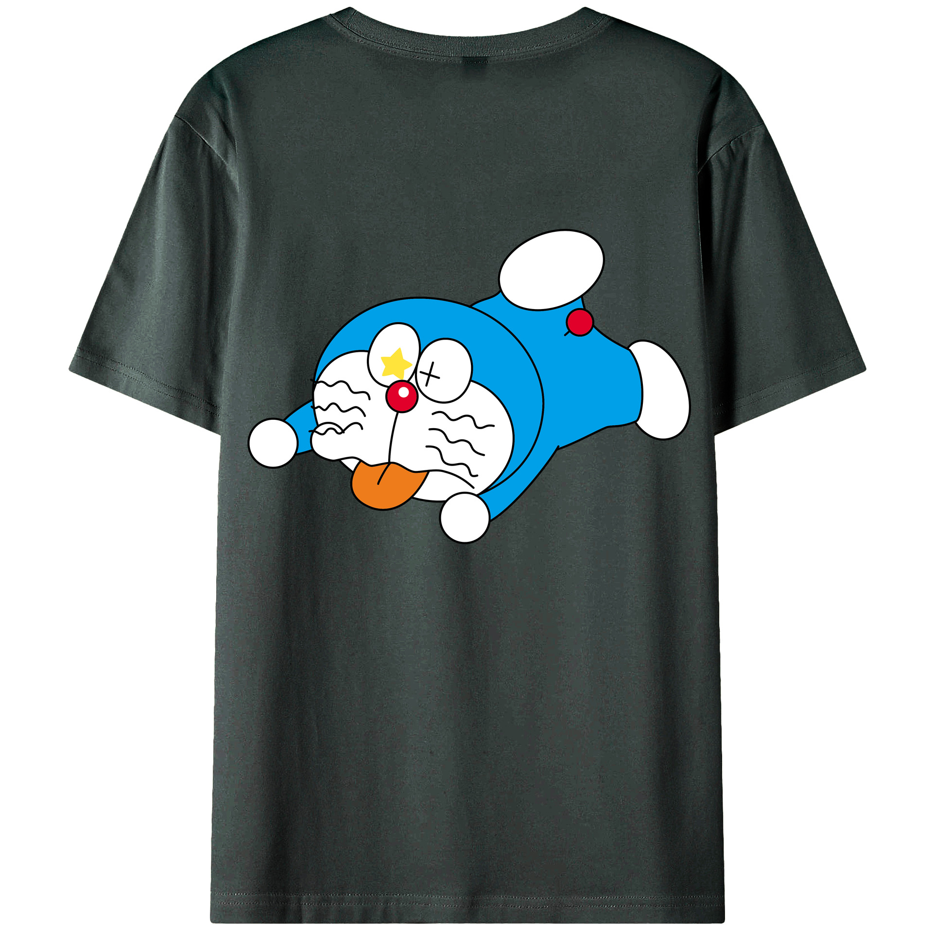 （画像用） ドラえもん Doraemon 綿100％ メンズ半袖Tシャツ（バックプリント） 通気性